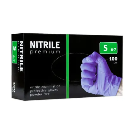 Rękawice nitrylowe S niesterylne fioletowe 100 szt. Premium / G0261 / ALBIS