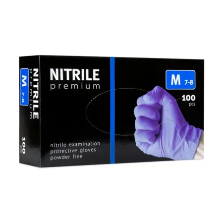 Rękawice nitryl M niesterylne fioletowe 100 szt. Premium / G0262 / ALBIS