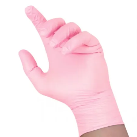 Rękawice nitryl różowe M niesterylne 100 szt. / G1254 / 