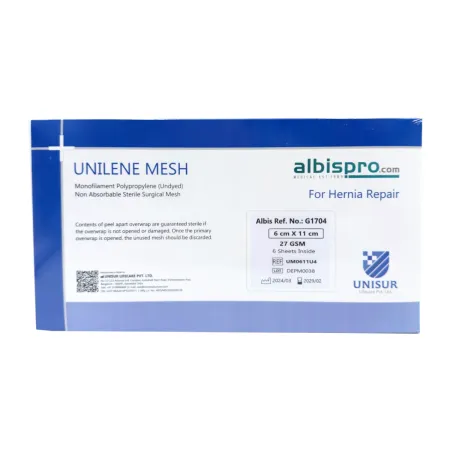 Siatka przepuklinowa Unilene Mesh 1 arkusz 27gsm 6x11 cm / G1704 / Unisur