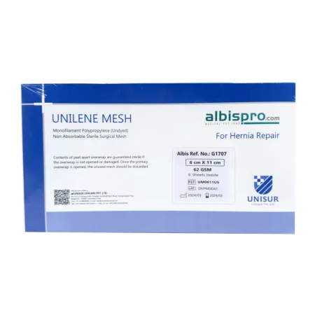 Siatka przepuklinowa Unilene Mesh 1 arkusz 62gsm 6x11 cm / G1707 / Unisur