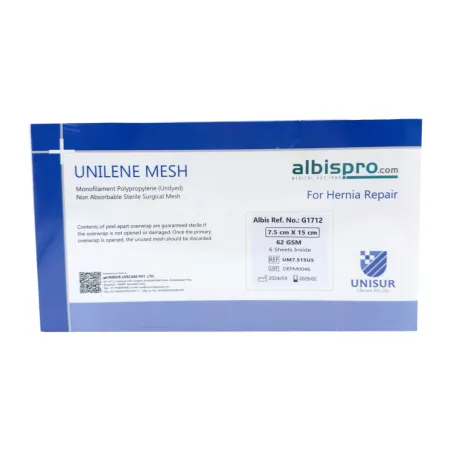 Siatka przepuklinowa Unilene Mesh 1 arkusz 62gsm 7,5x15 cm / G1712 / Unisur