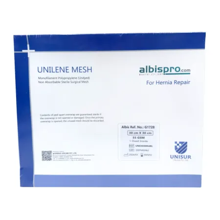 Siatka przepuklinowa Unilene Mesh Blue 1 arkusz 55gsm 30x30 cm / G1728 / Unisur